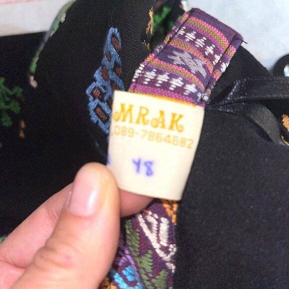 Chalermrak Womens Maxi Skirt Black Size Medium Vintage Custom Made Peacock Lined - Picture 5 of 12